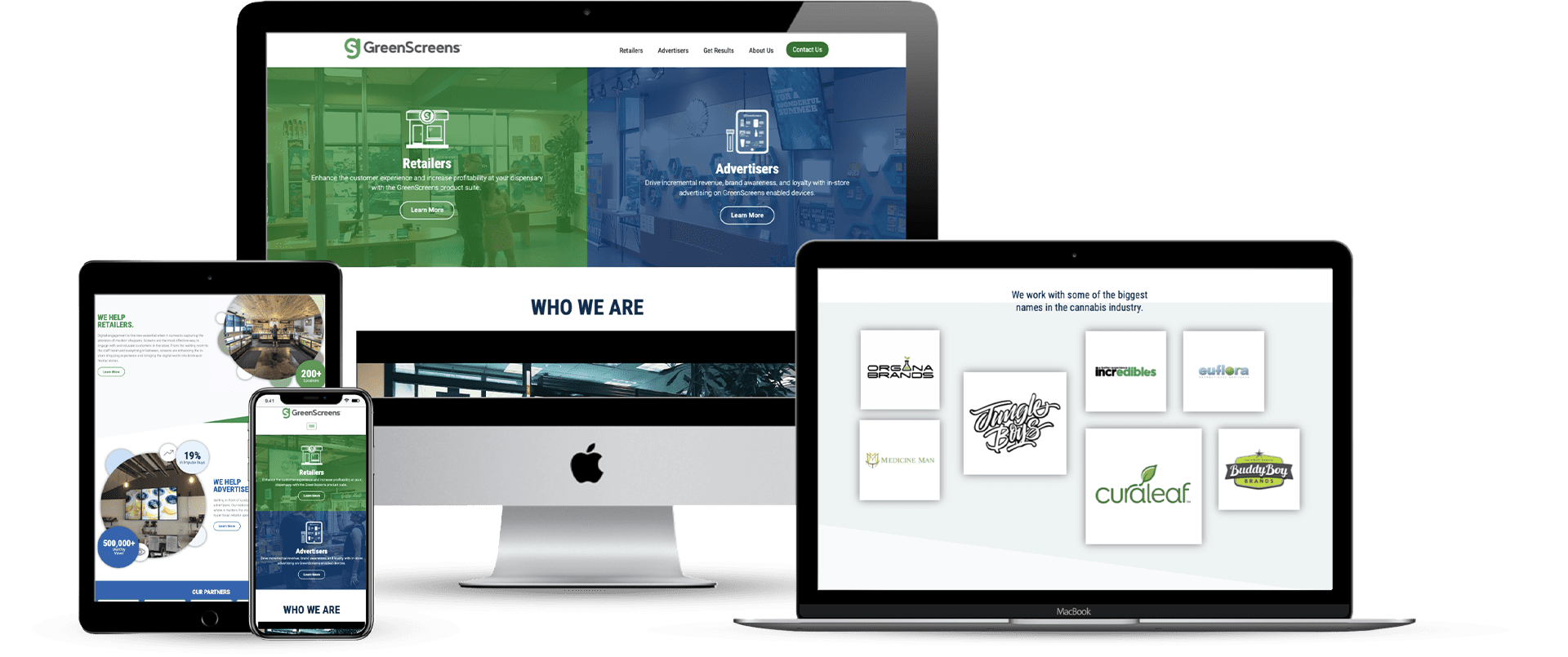 greenscreens dispensary marketing website development